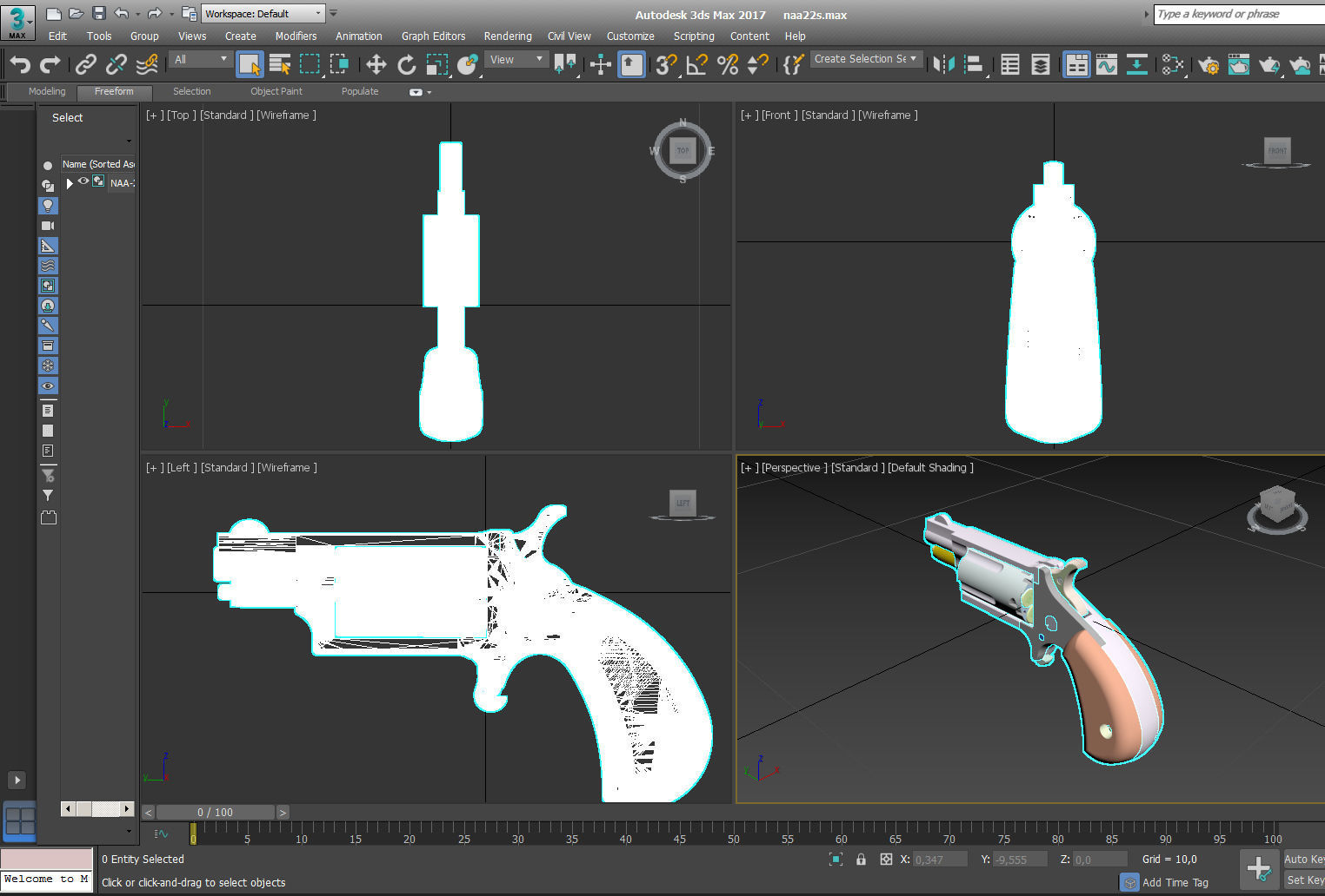 Mini revolver NAA22MS with knuckles assembly and cartridges  3D model_18