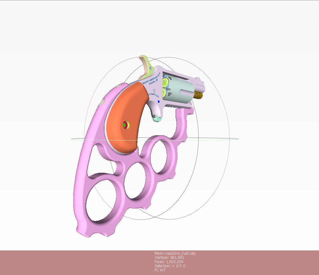 Mini revolver NAA22MS with knuckles assembly and cartridges  3D model_19