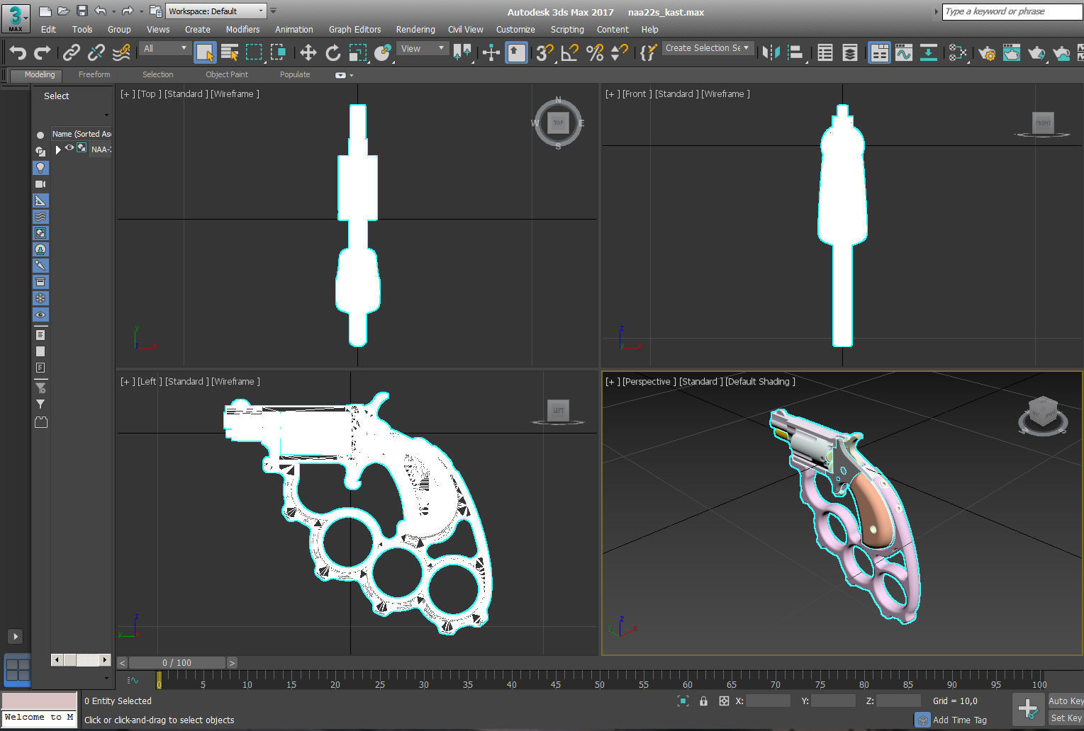 Mini revolver NAA22MS with knuckles assembly and cartridges  3D model_17