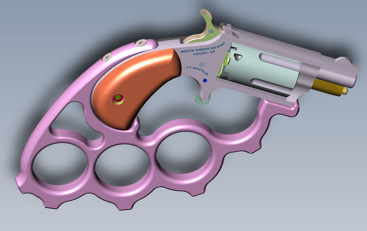 Mini revolver NAA22MS with knuckles assembly and cartridges  3D model_12