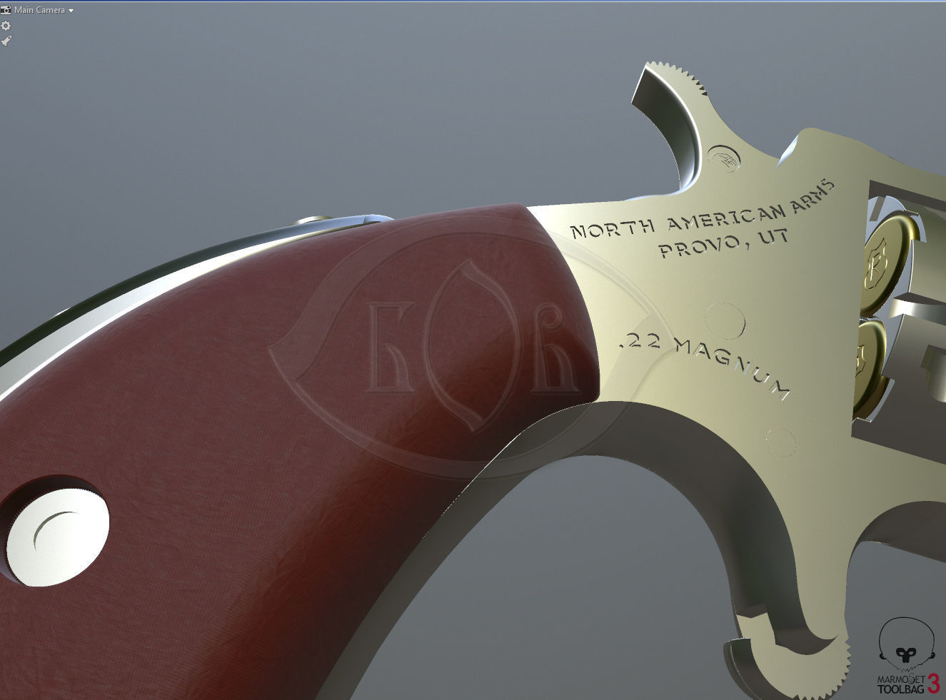 Mini revolver NAA22MS with knuckles assembly and cartridges  3D model_3