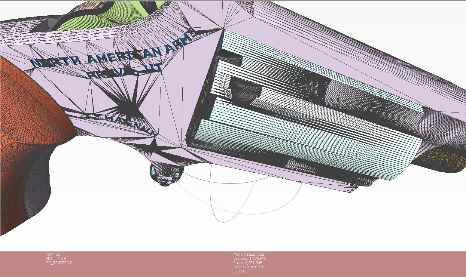 Mini revolver NAA22MS with knuckles assembly and cartridges  3D model_23