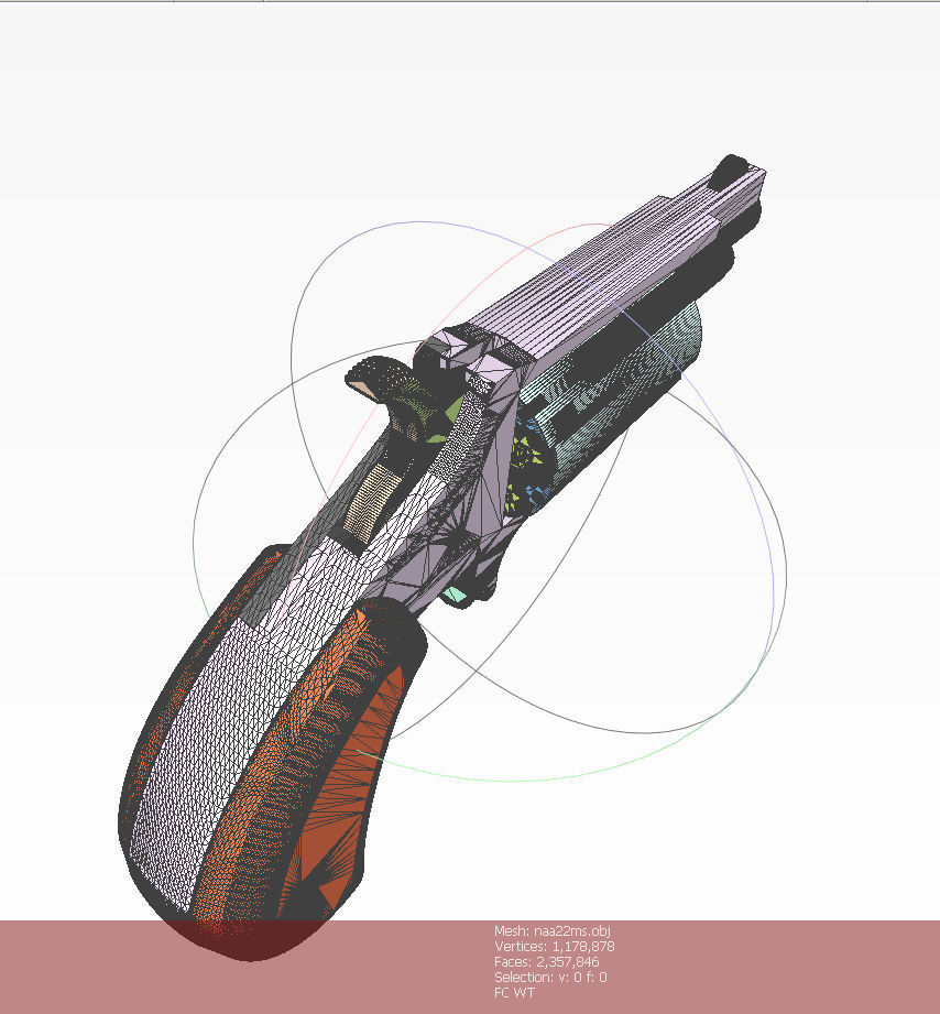 Mini revolver NAA22MS with knuckles assembly and cartridges  3D model_21