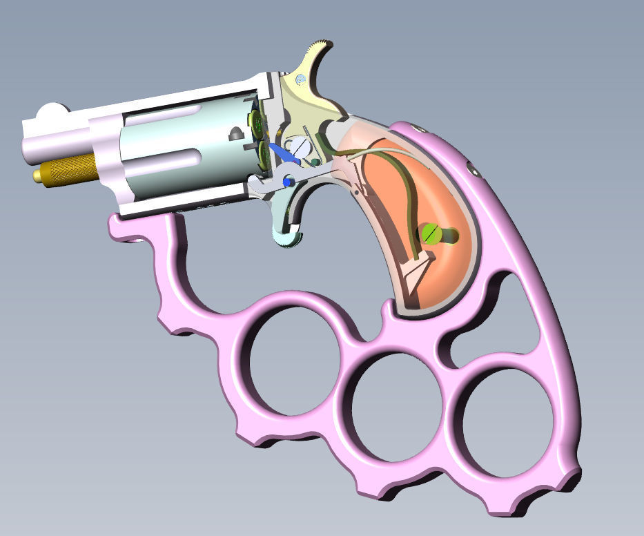 Mini revolver NAA22MS with knuckles assembly and cartridges  3D model_14