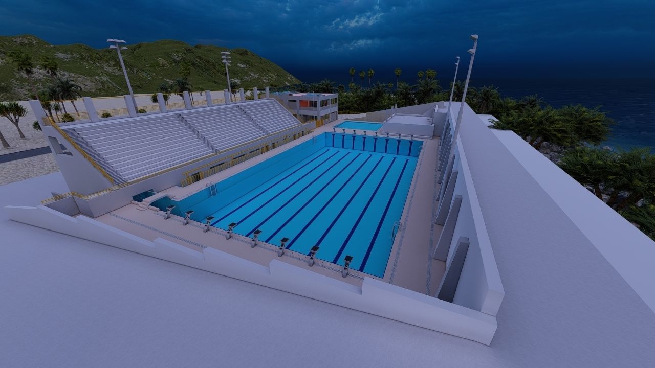 Swimming pool-stadium pool 3D model_6