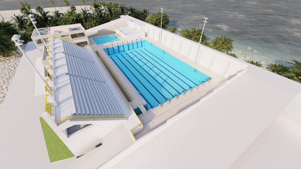 Swimming pool-stadium pool 3D model_2