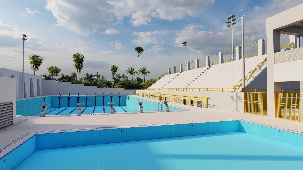 Swimming pool-stadium pool 3D model_16