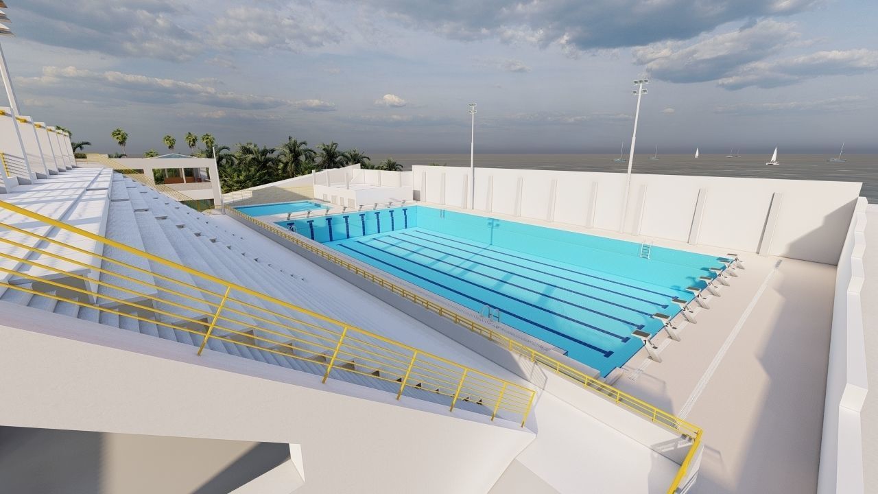 Swimming pool-stadium pool 3D model_18