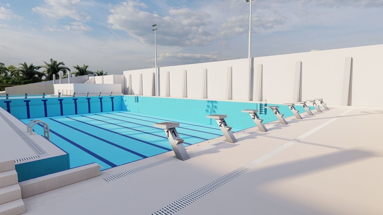 Swimming pool-stadium pool 3D model_17
