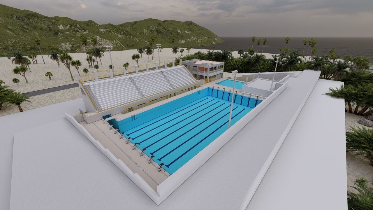 Swimming pool-stadium pool 3D model_5