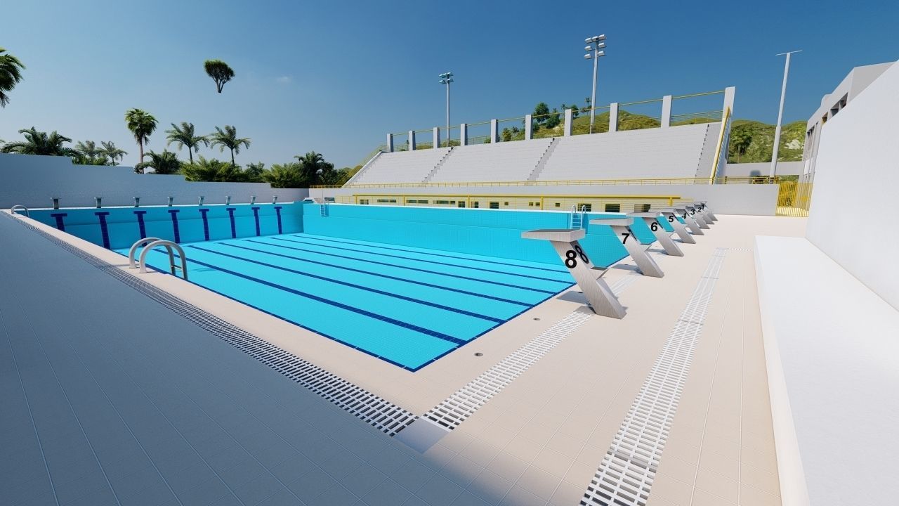 Swimming pool-stadium pool 3D model_11