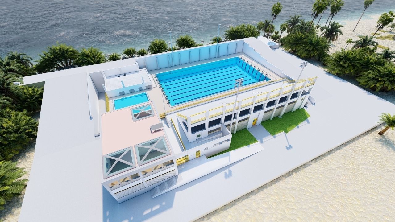 Swimming pool-stadium pool 3D model_3