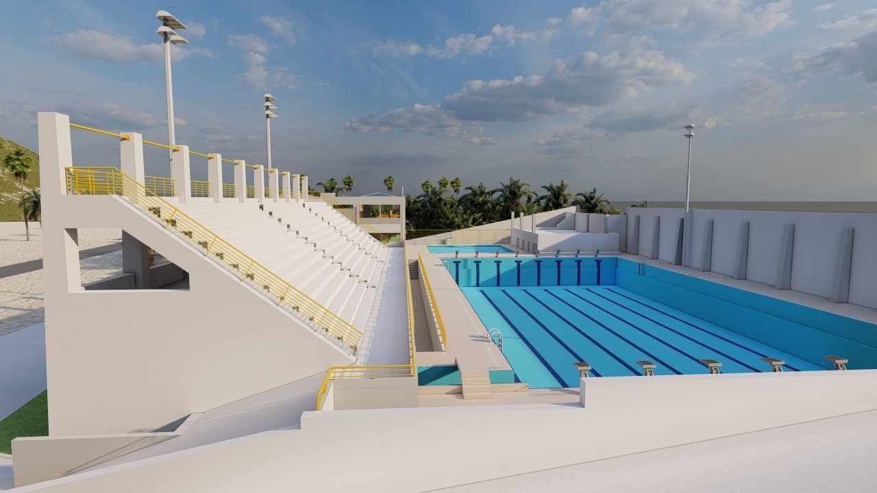 Swimming pool-stadium pool 3D model_8
