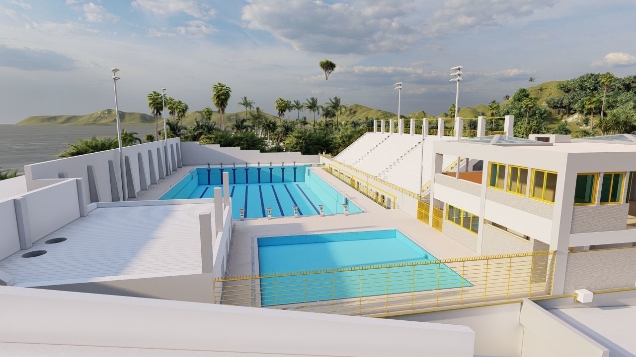 Swimming pool-stadium pool 3D model_19