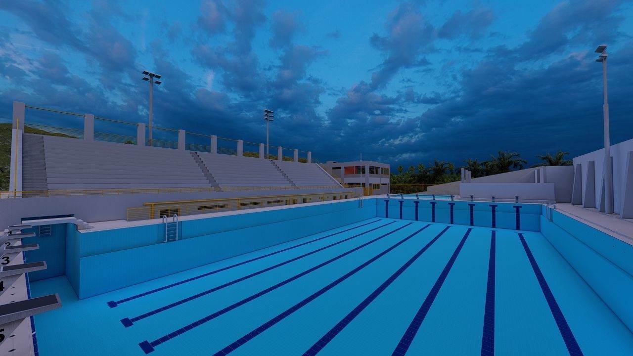 Swimming pool-stadium pool 3D model_14