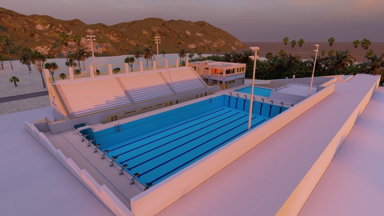 Swimming pool-stadium pool 3D model_7