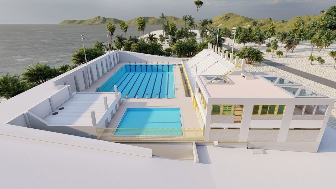 Swimming pool-stadium pool 3D model_10