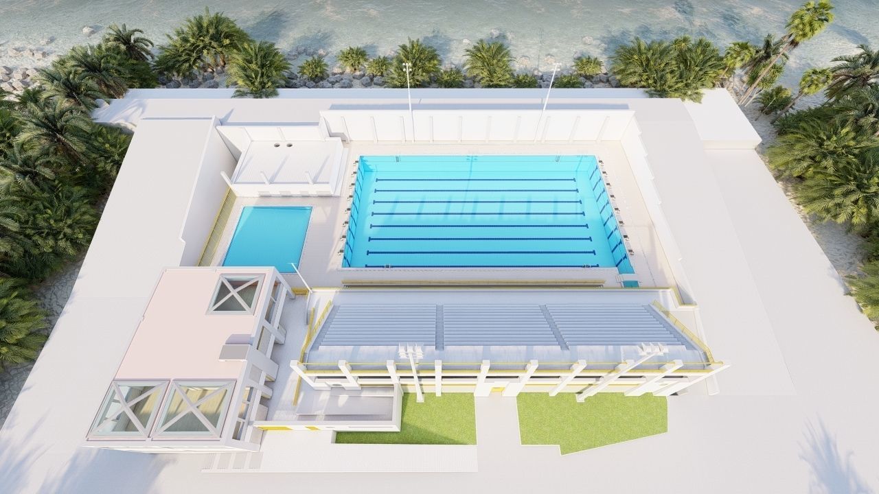 Swimming pool-stadium pool 3D model_12