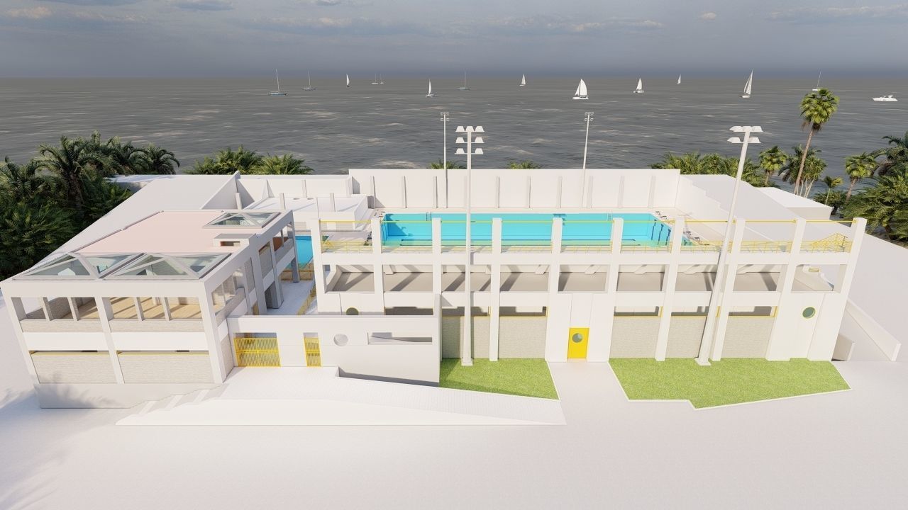Swimming pool-stadium pool 3D model_9