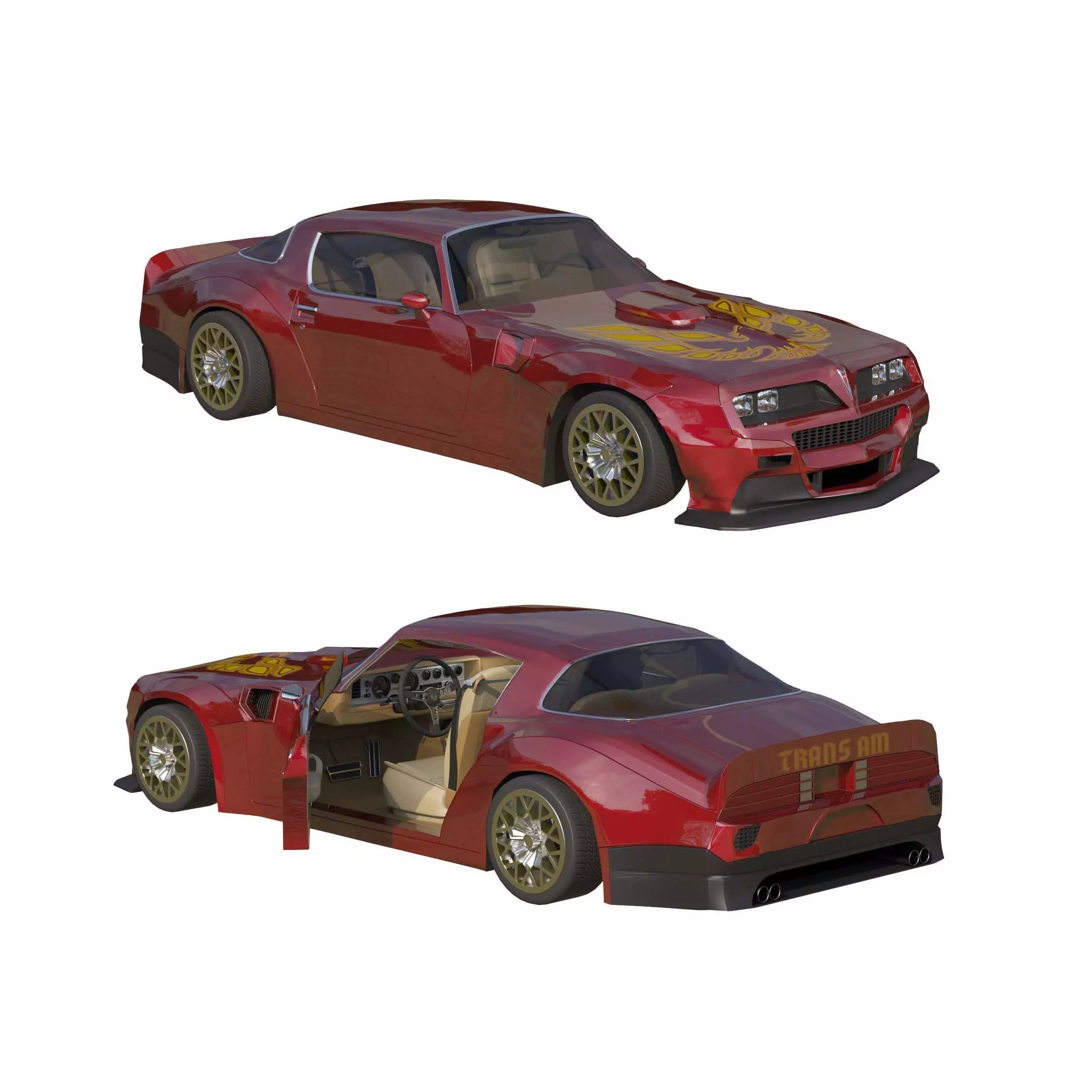Pontiac Firebird Trans Am 1977 Low-poly 3D model