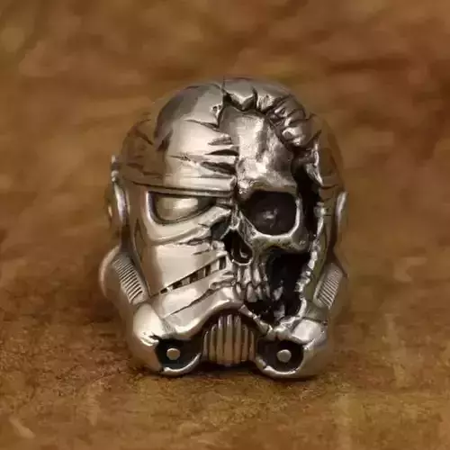 Death Trooper Storm Trooper Half Skull 3D Ring
