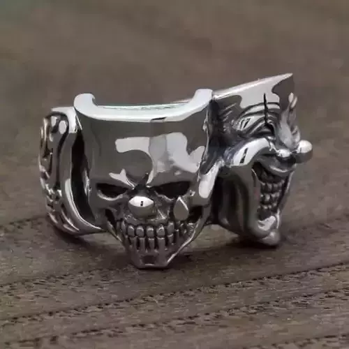 Two Shades of Clowns Rings Skull joker Ring 3D Printable Ring 3D print model