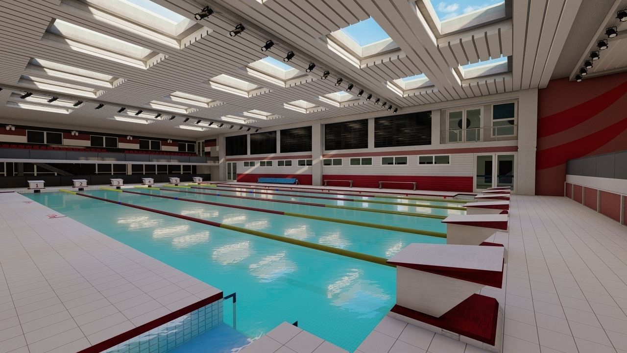 Swimming pool-stadium pool 3D model_13