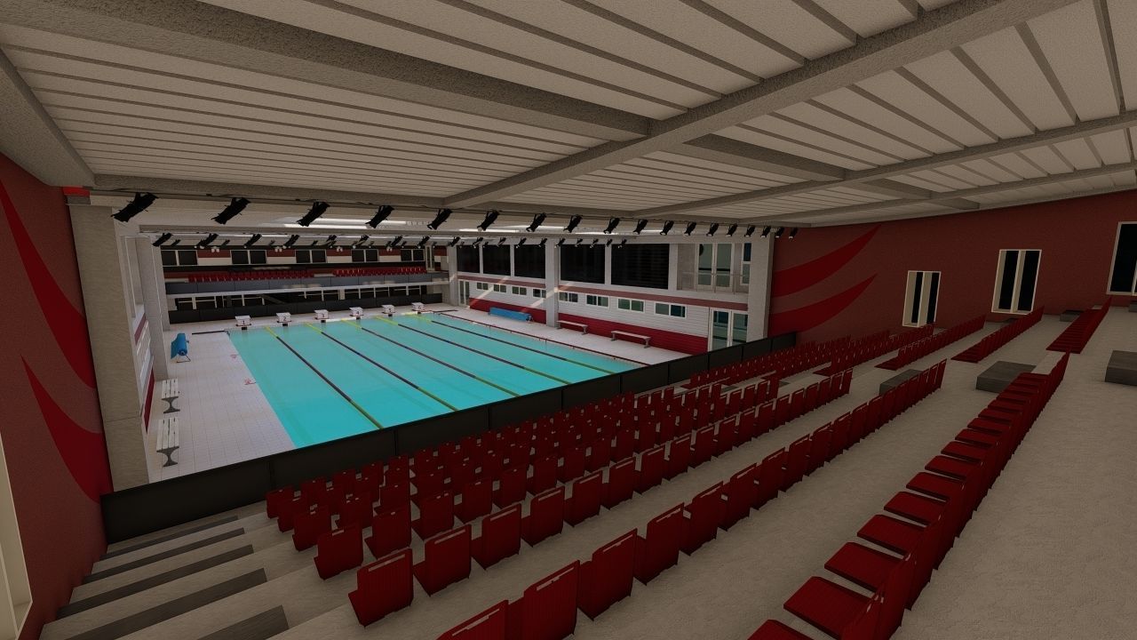 Swimming pool-stadium pool 3D model_2