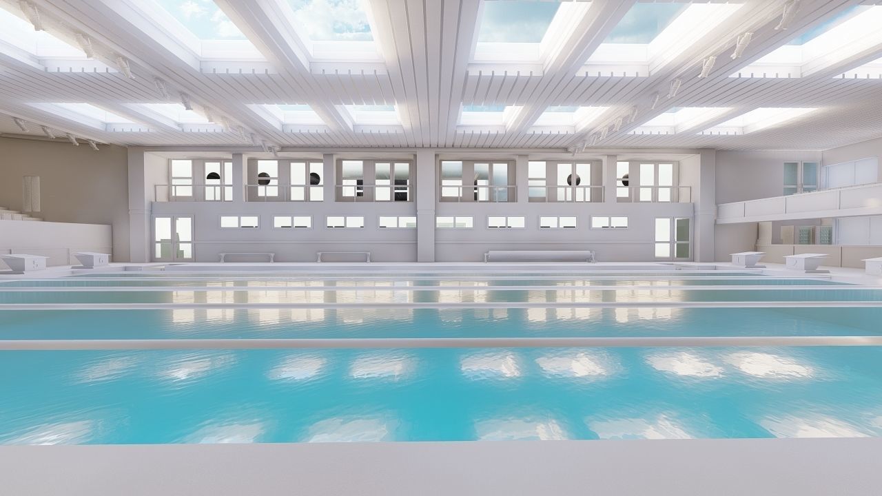 Swimming pool-stadium pool 3D model_29