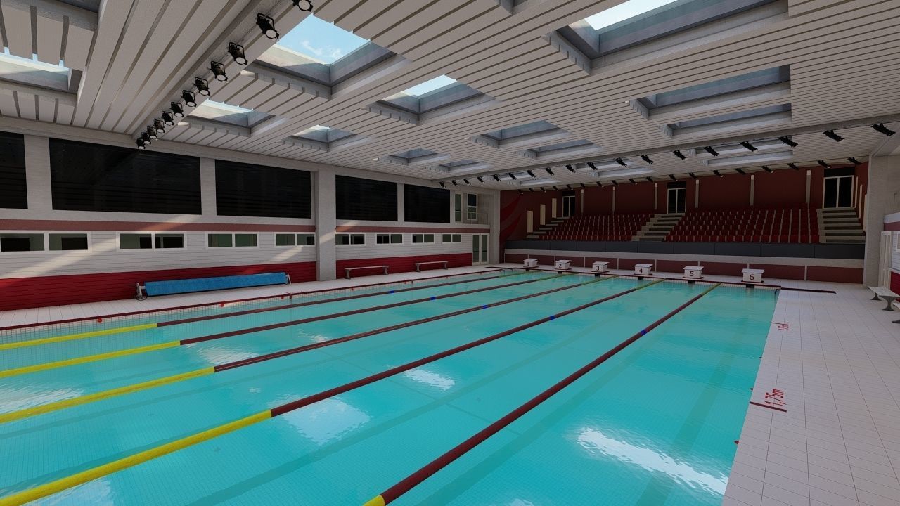 Swimming pool-stadium pool 3D model_8