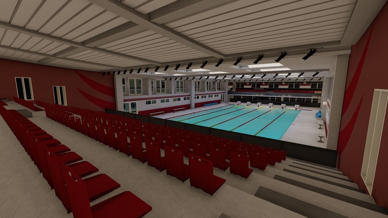 Swimming pool-stadium pool 3D model_9
