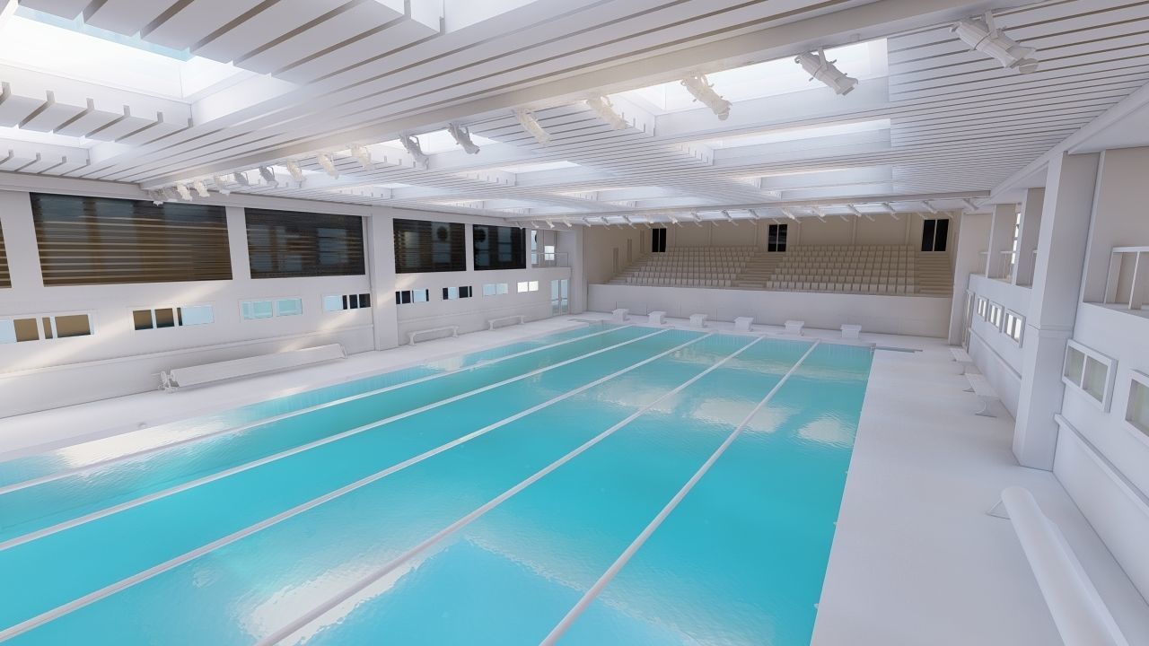 Swimming pool-stadium pool 3D model_7