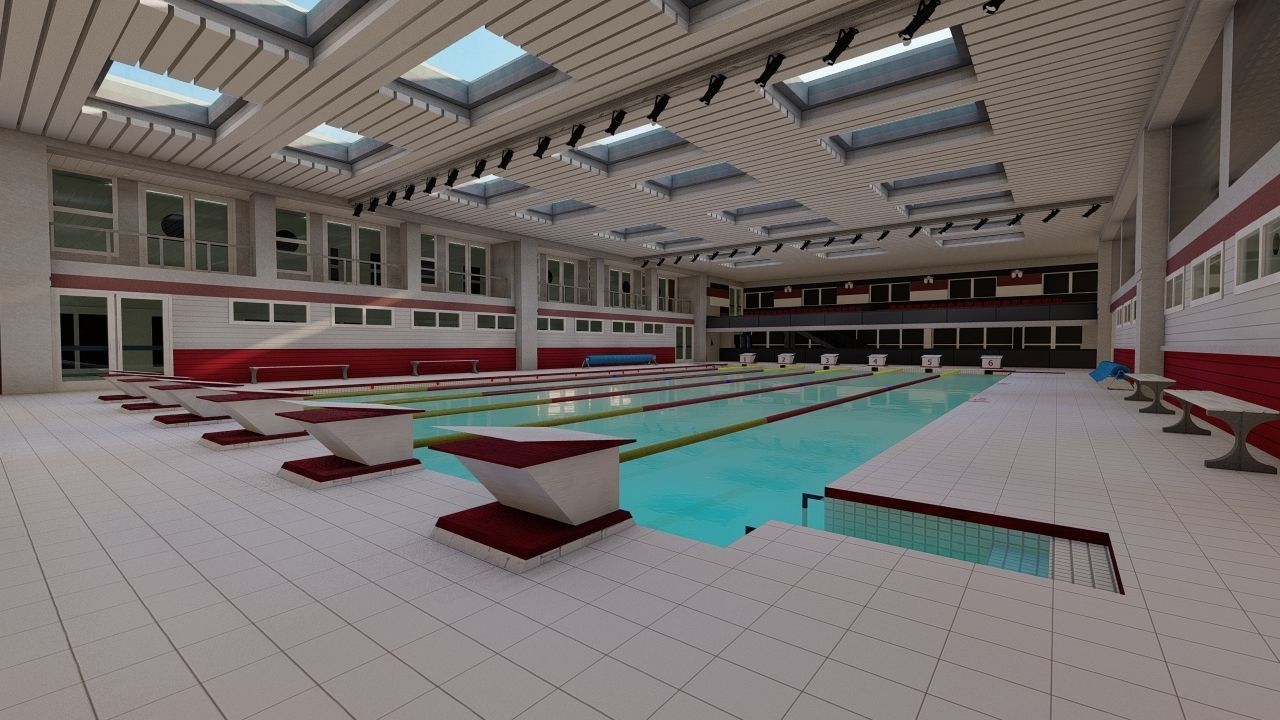 Swimming pool-stadium pool 3D model_36