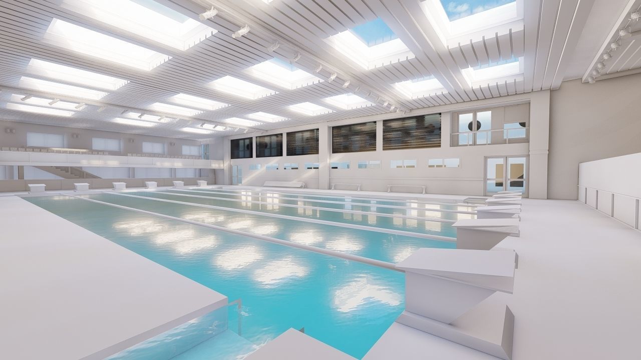 Swimming pool-stadium pool 3D model_16