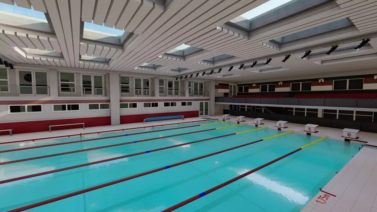 Swimming pool-stadium pool 3D model_0