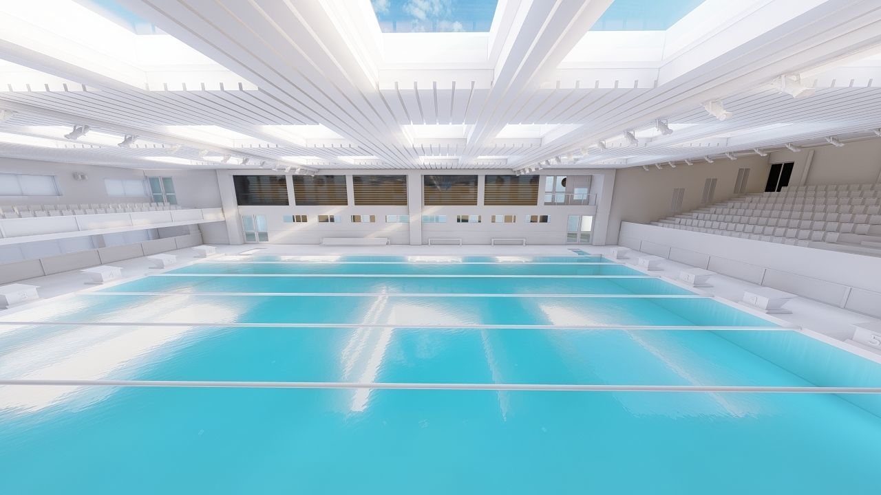 Swimming pool-stadium pool 3D model_12
