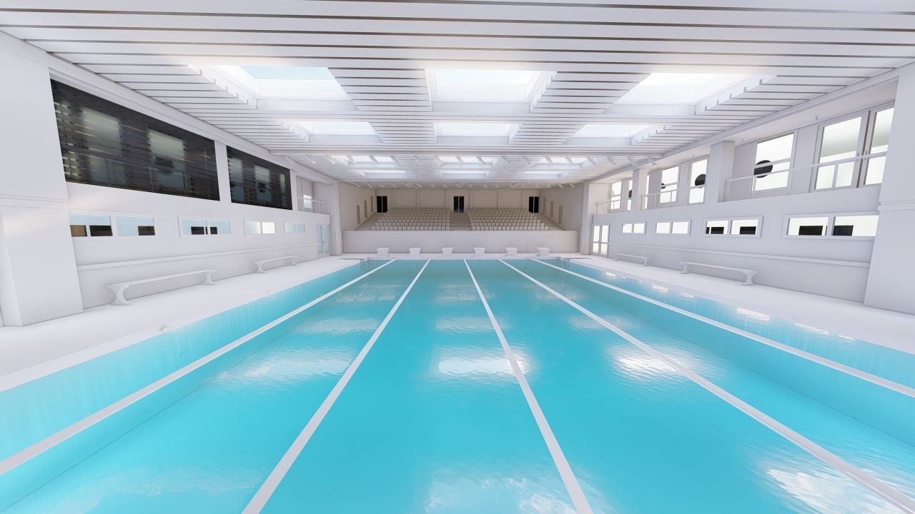 Swimming pool-stadium pool 3D model_10