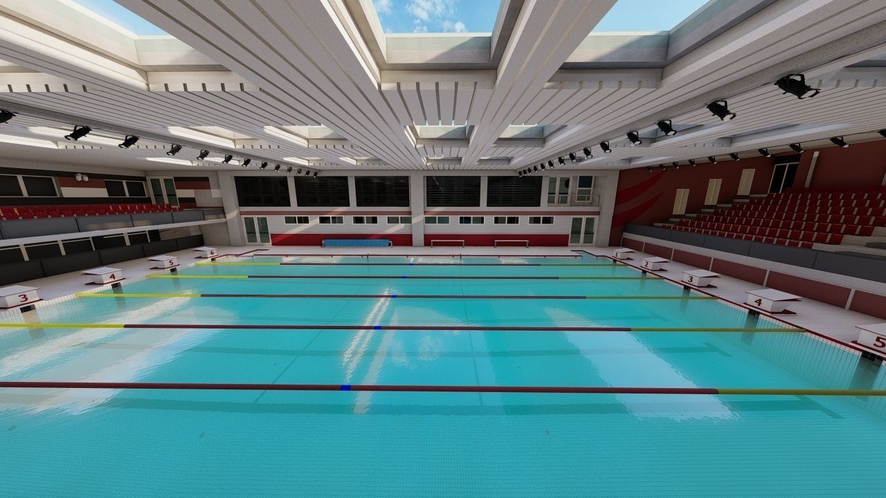 Swimming pool-stadium pool 3D model_4