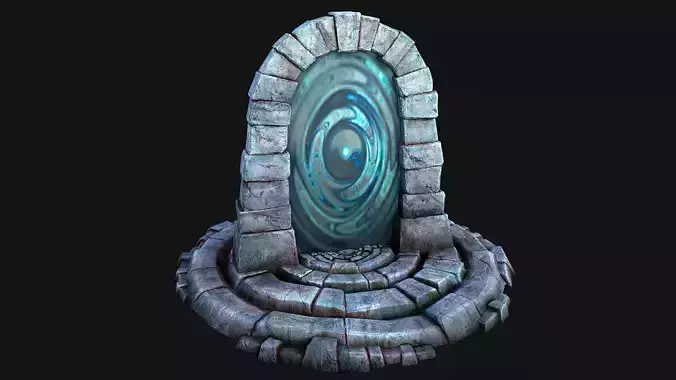 Portal Teleport Arch in the Ice Snow Arctic Low-poly 3D model