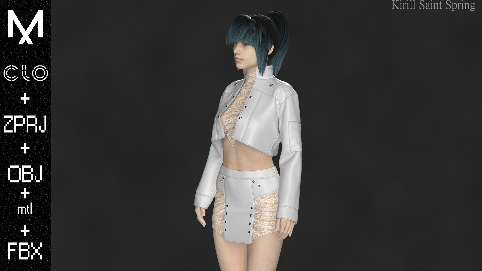 New Outfit Female Marvelous designer Clo3d OBJ mtl FBX ZPRJ 3D model_3