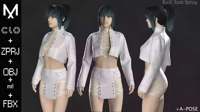 New Outfit Female Marvelous designer Clo3d OBJ mtl FBX ZPRJ