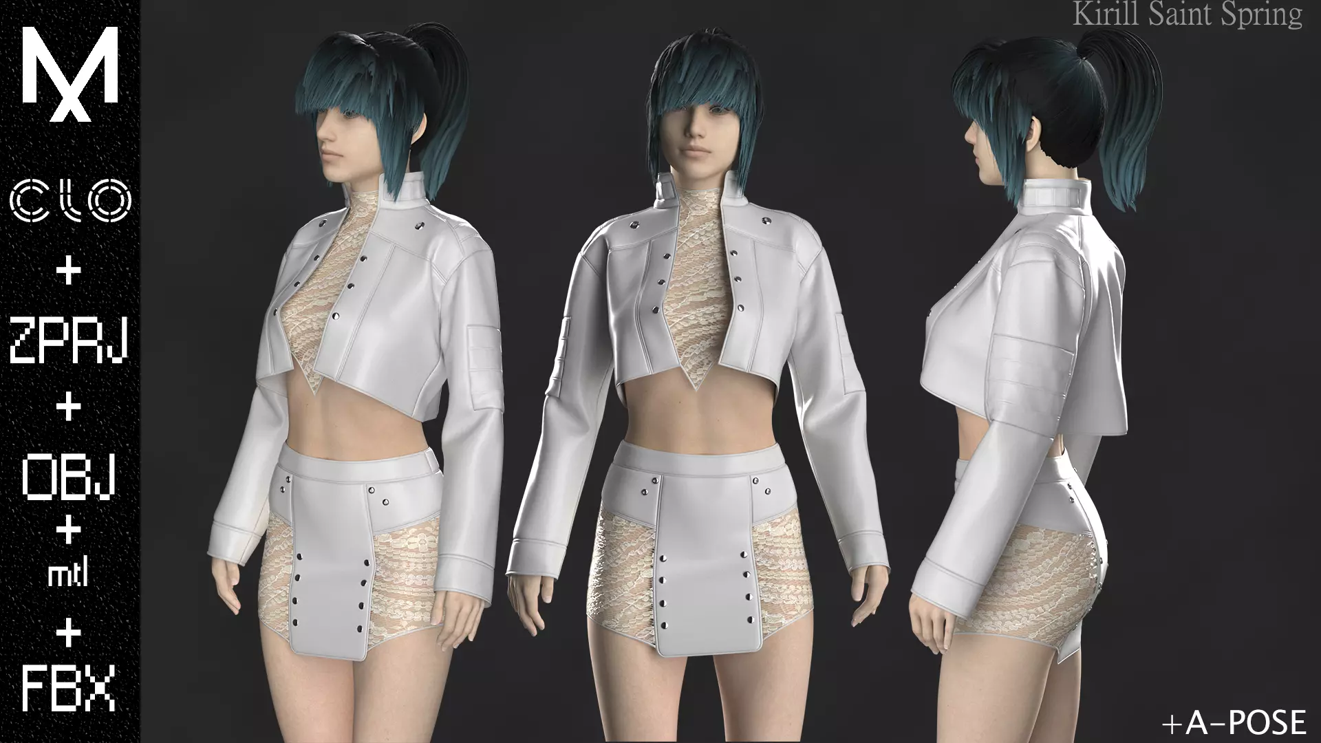 New Outfit Female Marvelous designer Clo3d OBJ mtl FBX ZPRJ 3D model_0