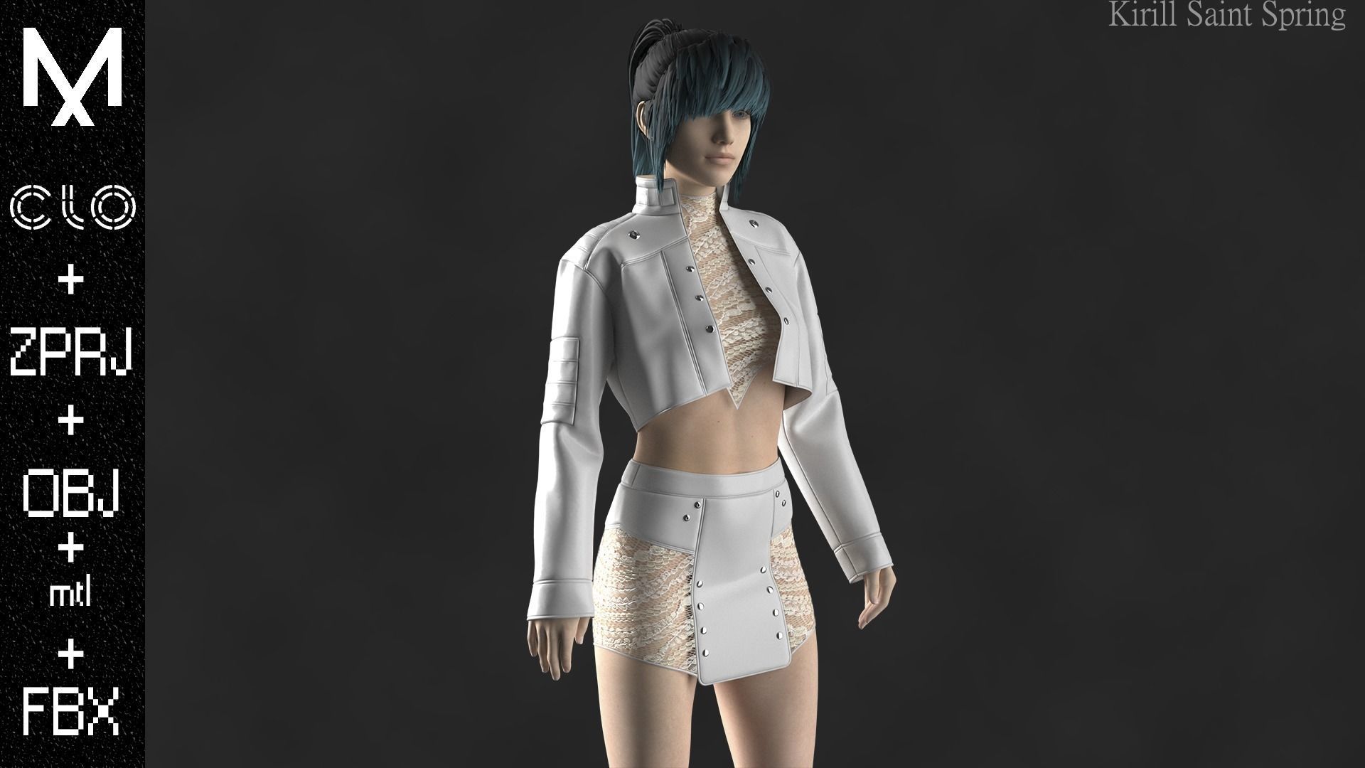 New Outfit Female Marvelous designer Clo3d OBJ mtl FBX ZPRJ 3D model_5