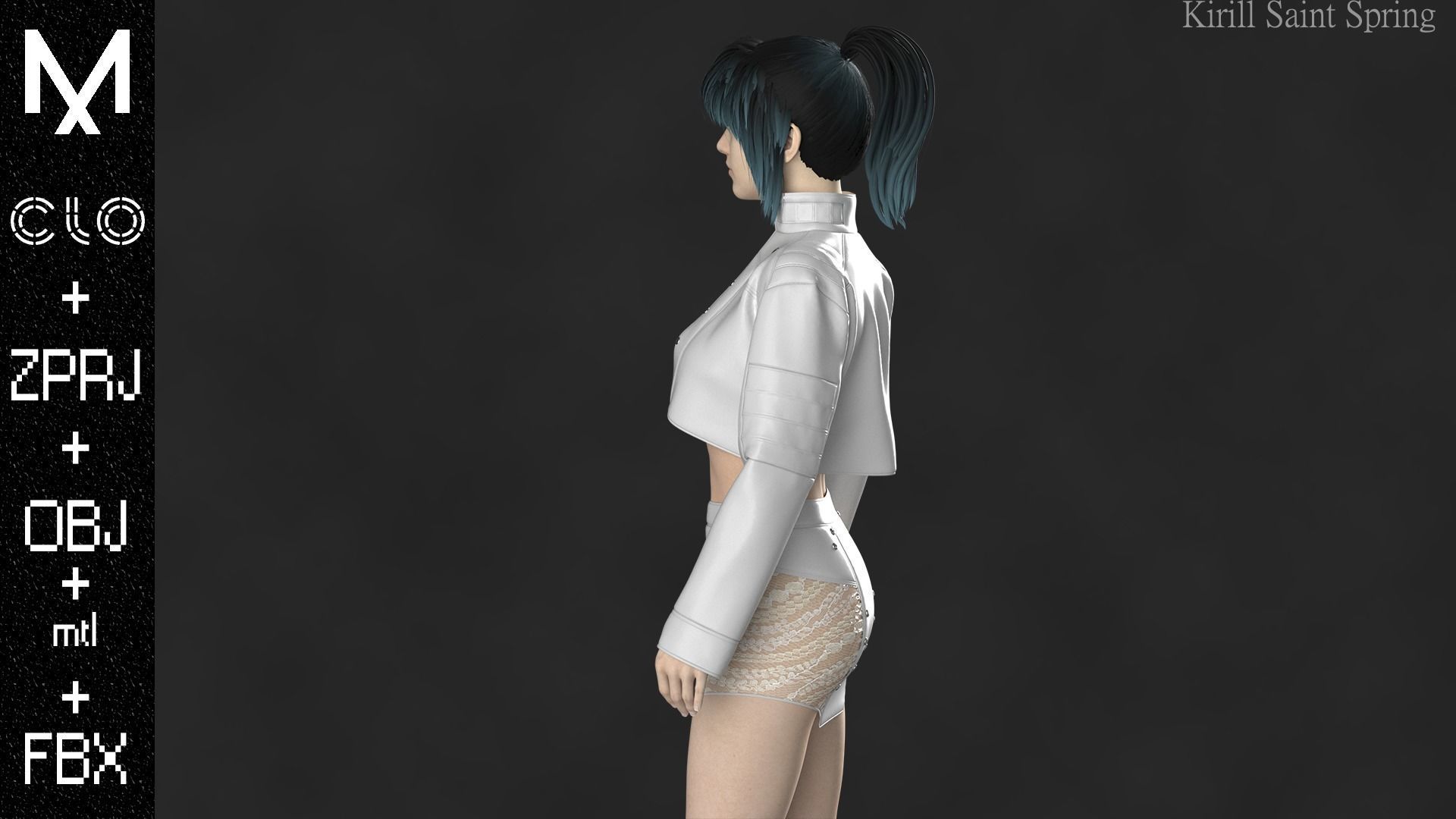 New Outfit Female Marvelous designer Clo3d OBJ mtl FBX ZPRJ 3D model_4