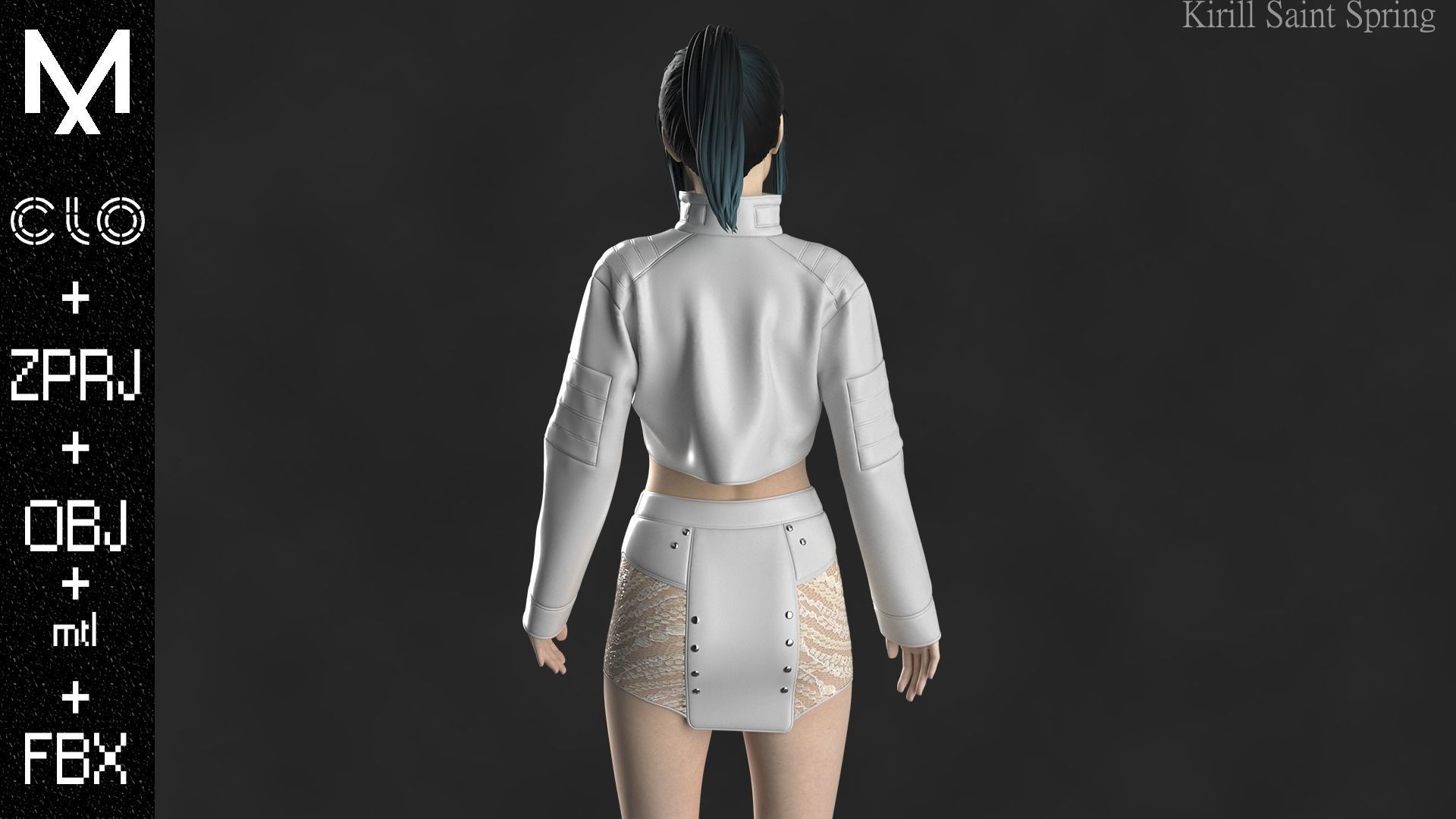 New Outfit Female Marvelous designer Clo3d OBJ mtl FBX ZPRJ 3D model_6