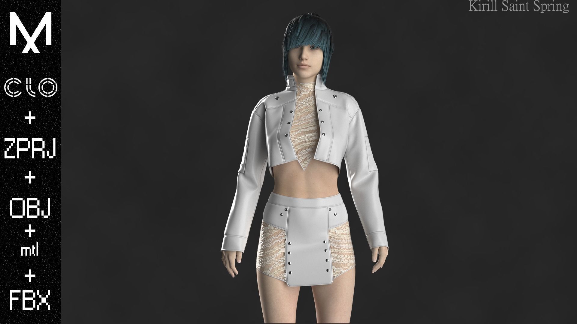 New Outfit Female Marvelous designer Clo3d OBJ mtl FBX ZPRJ 3D model_2