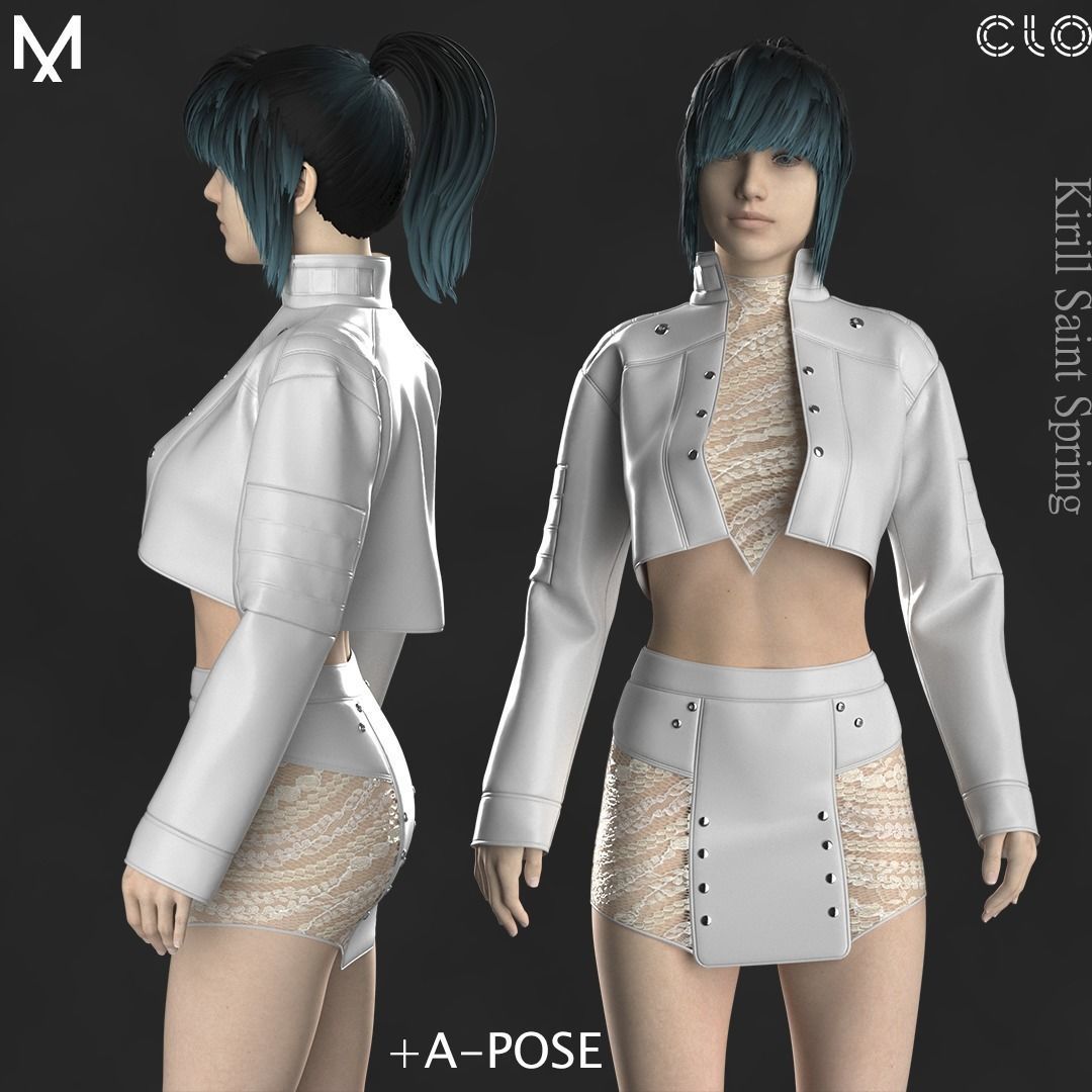 New Outfit Female Marvelous designer Clo3d OBJ mtl FBX ZPRJ 3D model_1