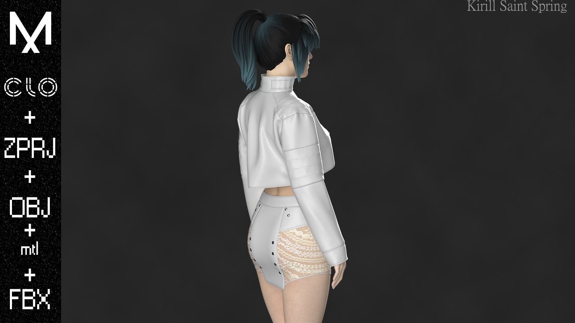 New Outfit Female Marvelous designer Clo3d OBJ mtl FBX ZPRJ 3D model_7
