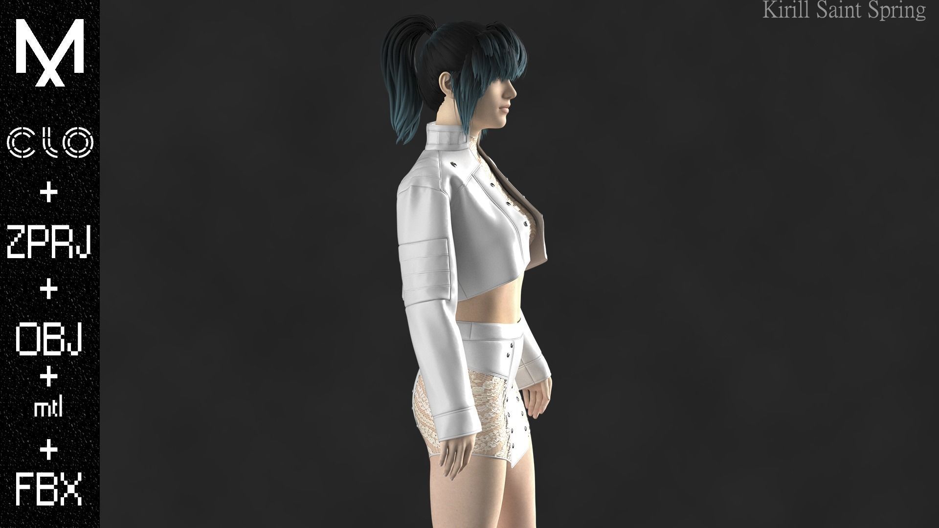 New Outfit Female Marvelous designer Clo3d OBJ mtl FBX ZPRJ 3D model_8