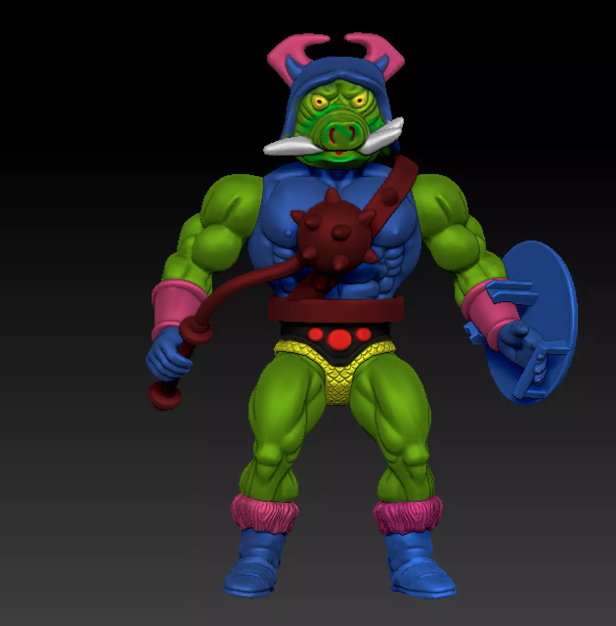 PIG HEAD sun man  3D print model_0